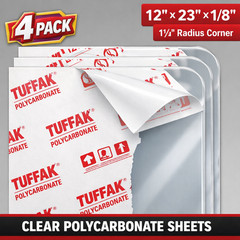 TUFFAK Polycarbonate Sheet 1/8in 12″ x 23″ Peel-off Film New ** Free Shipping**
