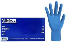 PREMIUM DIAMOND GRIP NITRILE GLOVE 6MIL POWDER FREE INDUSTRIAL GRADE 50 PAIR LG