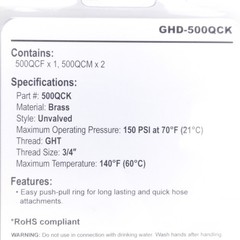 Lot of 3 Dixon GHD-500QCK Hose Fitting 3/4in Male GHT x 3/4in Female GHT, 150PSI