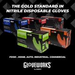 2X Large Pack of 100 Black Nitrile Gloves Medium Duty 5 Mil for Chemical Prot…