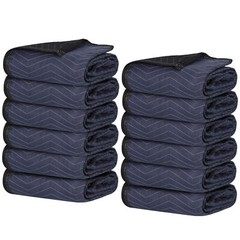 80″x72″ Furniture 24 Moving Blankets Protective Shipping Packing Pads Blue/Black