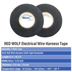 2x High Temp Wire Harness Tape 3/4″x50FT Adhesive Fabric Auto Wiring Cable Wrap