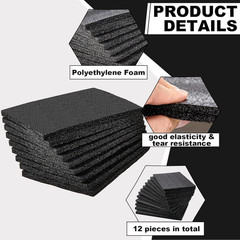 12Pcs 12x8x0.5 Black Polyethylene Foam Sheets Packing Cushion Pads for Shipping