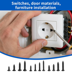 1300 Pcs Wood Screws Assortment Kit, M2 M2.5 M3 Small Phillips Pan Head Self Tap