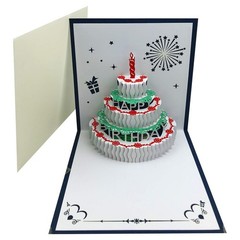 Akeydeco 3D Pop Up Birthday 5.9 inches x inches, blue card Warm light
