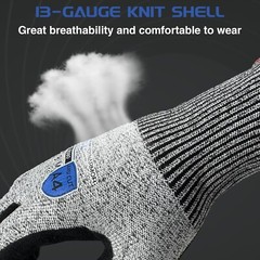 ANSI A4 Cut Resistant Gloves, 1 Pair Touchscreen Cutting Gloves with Firm Grip
