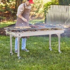 60″ Heavy-Duty Charcoal Grill with Adjustable Grates, Removable Legs, and Cover