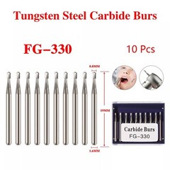 10pcs Dental Tungsten Carbide Burs FG 330 Pear-shaped For High Speed Handpiece