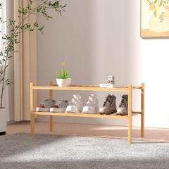 ROMGUAR CRAFT 2 Tier Bamboo Shoe Rack for Closet Free 2 Tier, Natural
