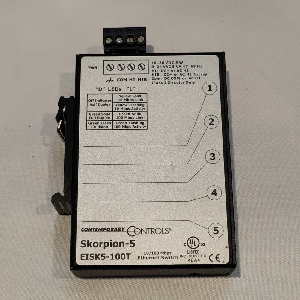 Contemporary Controls EISK5-100T Skorpion-5 Port Ethernet Switch STOCK L-366-C