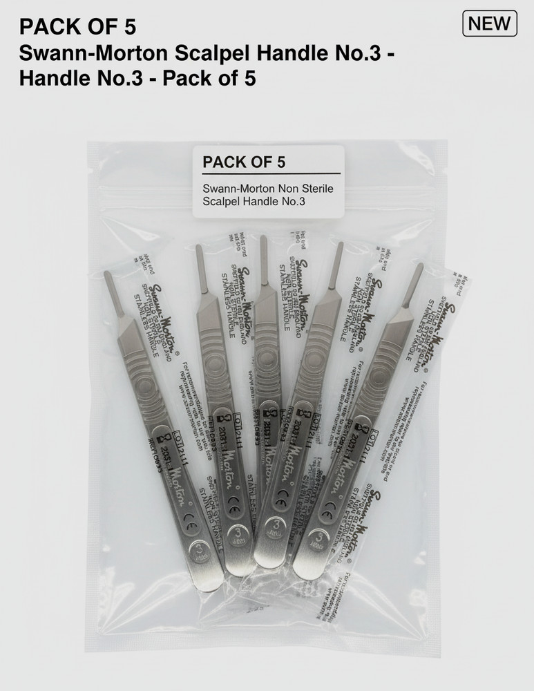 Swann-Morton No.3 Scalpel Handle Fits 10–15A Blades (Pack of 5)