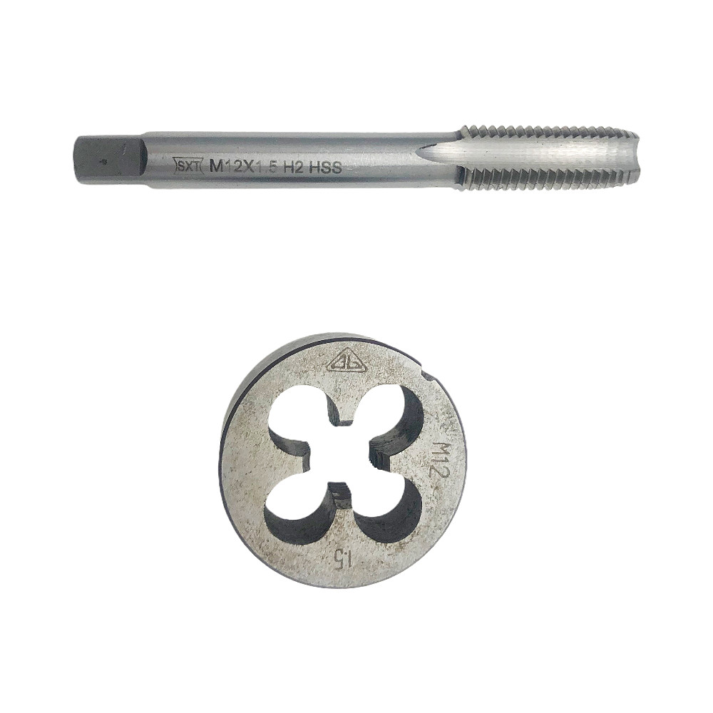 M12 x 1.5mm Tap & M12 x 1.5mm Die Metric Thread Right Hand HSS High Speed Steel