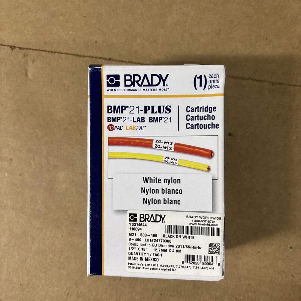 Brady M21750499 Label Tape – Black on White #T3