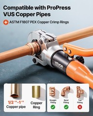 VEVOR Copper Pipe Crimping Tool Hydraulic Driven Pro Press Tool with 8 Jaws