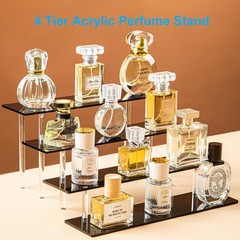HENABLE 4 Tier Perfume Organizer Stand, Acrylic Risers Display 4-Tier, black