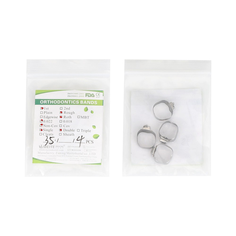 4PCS/Set Dental Ortho 1st Molar Bands Buccal Tube Roth.022 UL/UR/LL/LR 35#-40#