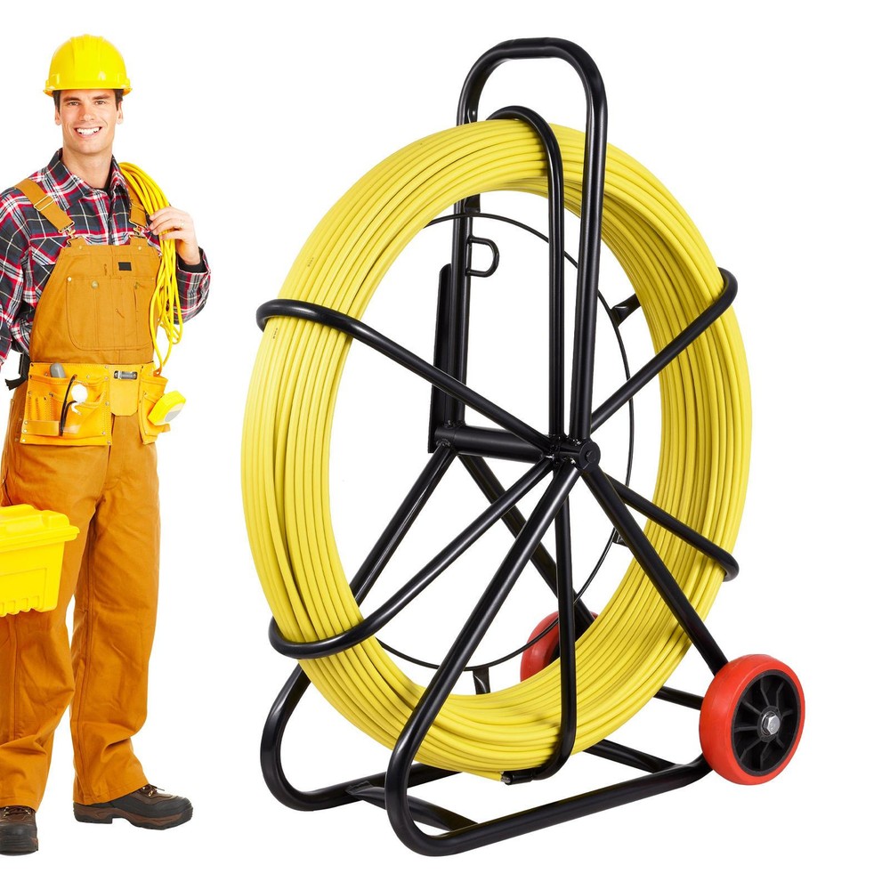Fish Tape 8mm 150m Fiberglass Rod Cable Puller Wire Reel Rod Duct Rodder