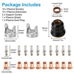 24PCS IPT40 Plasma Cutter Consumables Tips Electrodes for YESWELDER CUT-55DS Pro