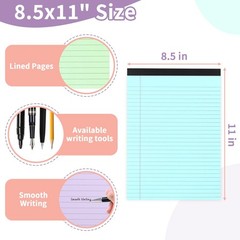 Colored Legal Pads, 3 Pack Writing Pads 8.5 x 11 inch, 3Pcs-8.5*11in, White