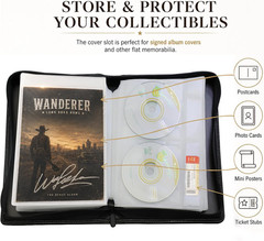 CD DVD Storage Binder, Holds 56 Discs and 28 Booklets with Tag Slots, PU Leather