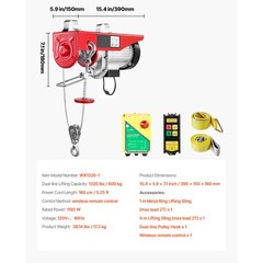 Electric Hoist 1320lbs Crane Winch with Wireless Remote Control 1150W 110V