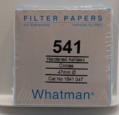 WHATMAN 1541-47 HARDENED ASHLESS FILTER PAPER, 47mm DIA, GRADE 541, (100 PACK)