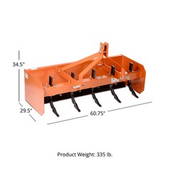 Titan Attachments 3 Point 5FT Rear Box Blade Scraper Grader, Cat 0 and 1