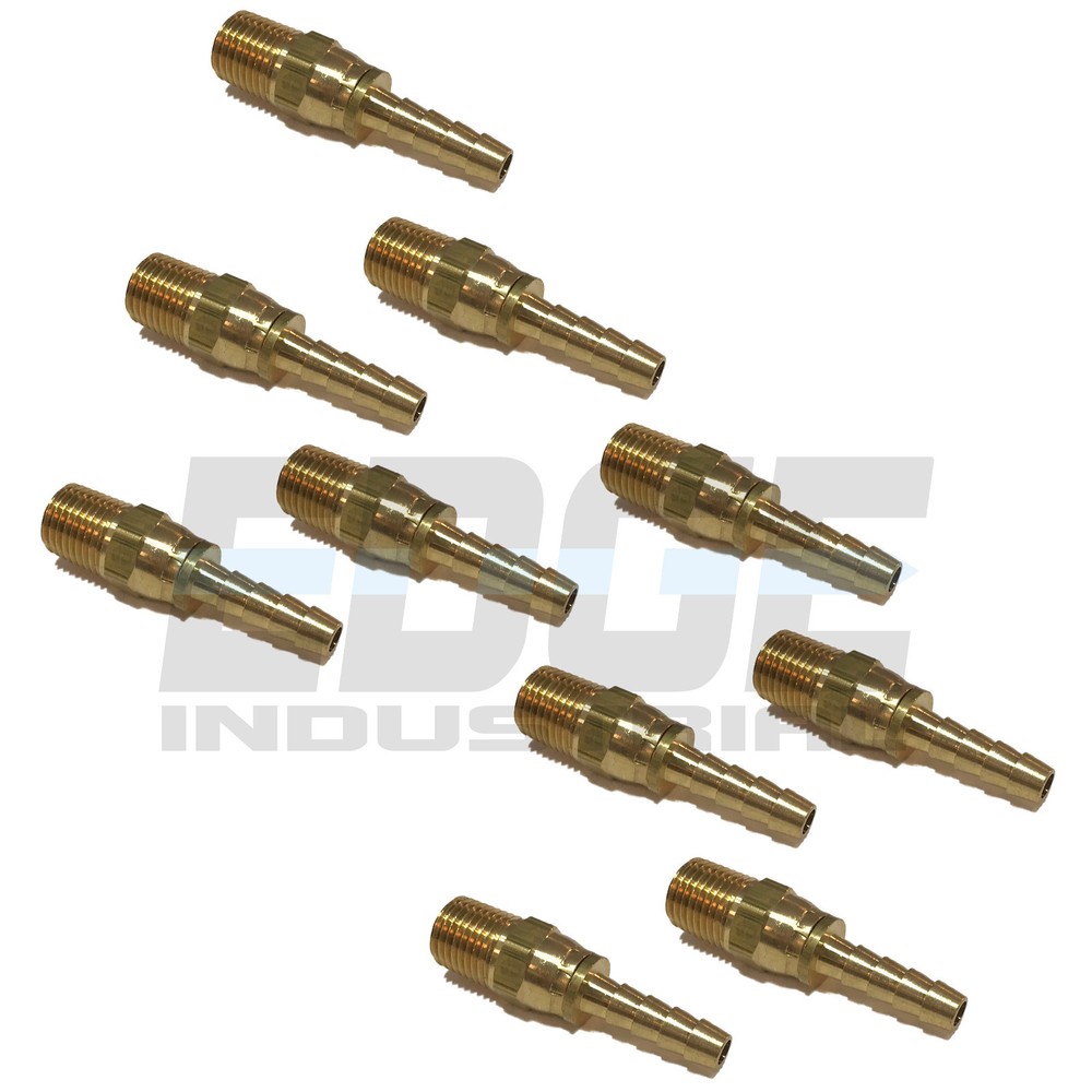 (10 PACK) 1/4 SWIVEL HOSE BARB X 1/4 MALE NPT Brass Fitting Gas Fuel Water Air