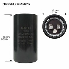 161-193 uF MFD 250V VAC Motor Start Capacitor Round 45x85mm CD60 AC Starting