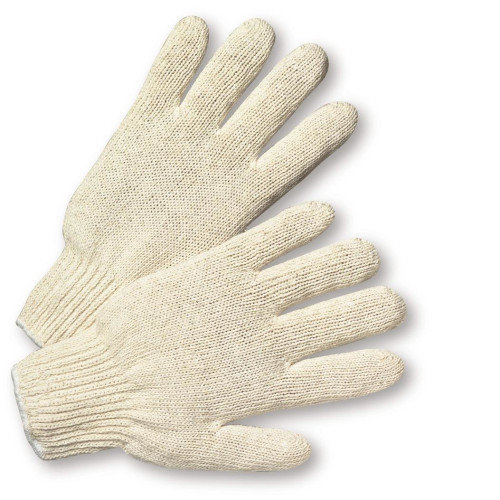 25 DOZEN 300 PAIR NATURAL WHITE POLY COTTON STRING KNIT WORK GLOVES NEW LARGE L