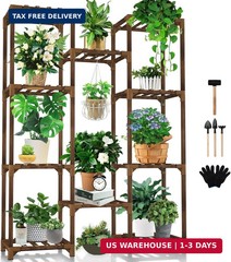 Uneedem Plant Stand Indoor Outdoor, Tall Plant Shelf for Multiple Plants, 10 tie