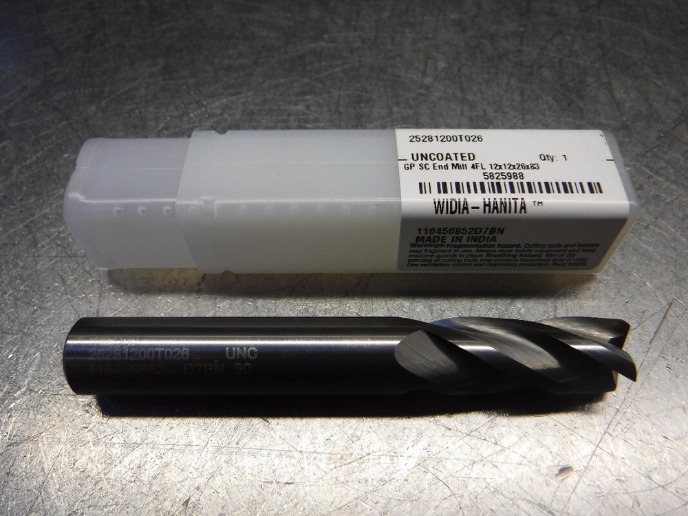 Widia/Hanita 12mm 4 Flute Carbide Endmill 12mm Shank 25281200T026 (LOC1564)
