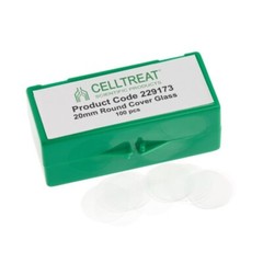 CELLTREAT 20mm Round Cover Glass, Fits 12 Well Plate, Sterile, 229173