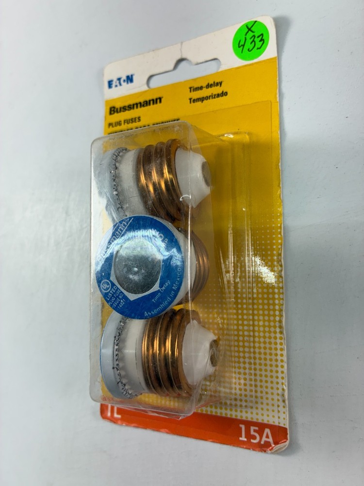 Screw-In Plug Fuses (3-PACK) 15-Amp Time Delay Bussmann BP/TL-15 New Sealed