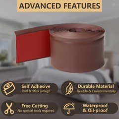 Vinyl Wall Base Baseboard Molding Trim 4″x 20FT Flexible Self Adhesive Brown