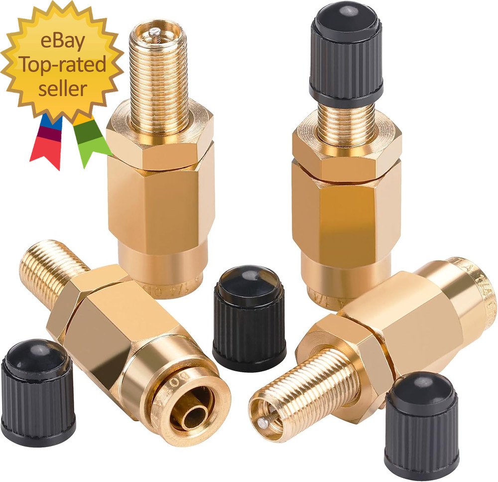 4 PCS 1/4″ Inflation Schrader Valve with Push to Connect for 1/4″ OD Air Line