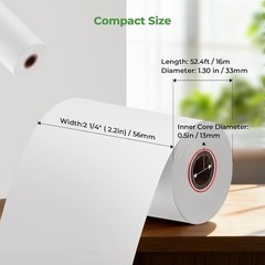 2 1/4″ inch x 50’ft Thermal Paper 50 Rolls, BPA Free Receipt Paper, 58mm Ther…