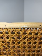 Vintage Bamboo & Rattan Cane Wood Surface Top Desk Top Letter Organizer