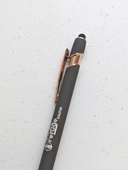 10ct Lot Misprint Metal Retractable Soft Touch Stylus Pens: SLATE GREY+ROSE GOLD