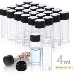 100Pcs 4ml/10ml Glass Vials with Screw Caps Clear Liquid Sample Vial Bottles US