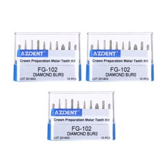 AZDENT Dental FG Diamond Burs Crown&Bridge Preparation Molar Teeth Kit FG-102