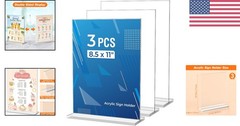 8.5×11 Clear Acrylic Menu Stand Vertical Display for Office & Restaurant