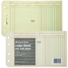 National Brand 14-055 Ledger Sheets, 5 x 8-1/2″, Eye-Ease Paper, 100 Sheets