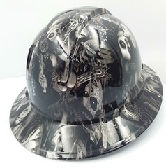 FULL BRIM Hard Hat custom hydro dipped , NEW TATTOO BABES HI DEF NEW