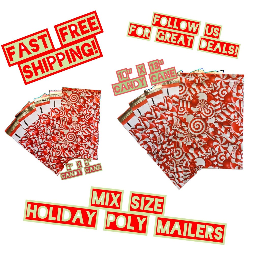 35 Poly Mailers Two Mix Size Christmas Variety Pack Shipping Envelopes