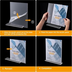 Acrylic Sign Holder 8.5 x 11 Inch 3 Pack, Clear Display Sign Stand for Store Sig