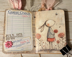 Junk Journal Handmade Booklet Book Vintage “Cute Animals” Pockets, Ephemera b