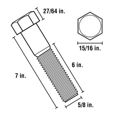5/8 In.-11 X 7 In. Zinc Plated Hex Bolt (10-Pack)