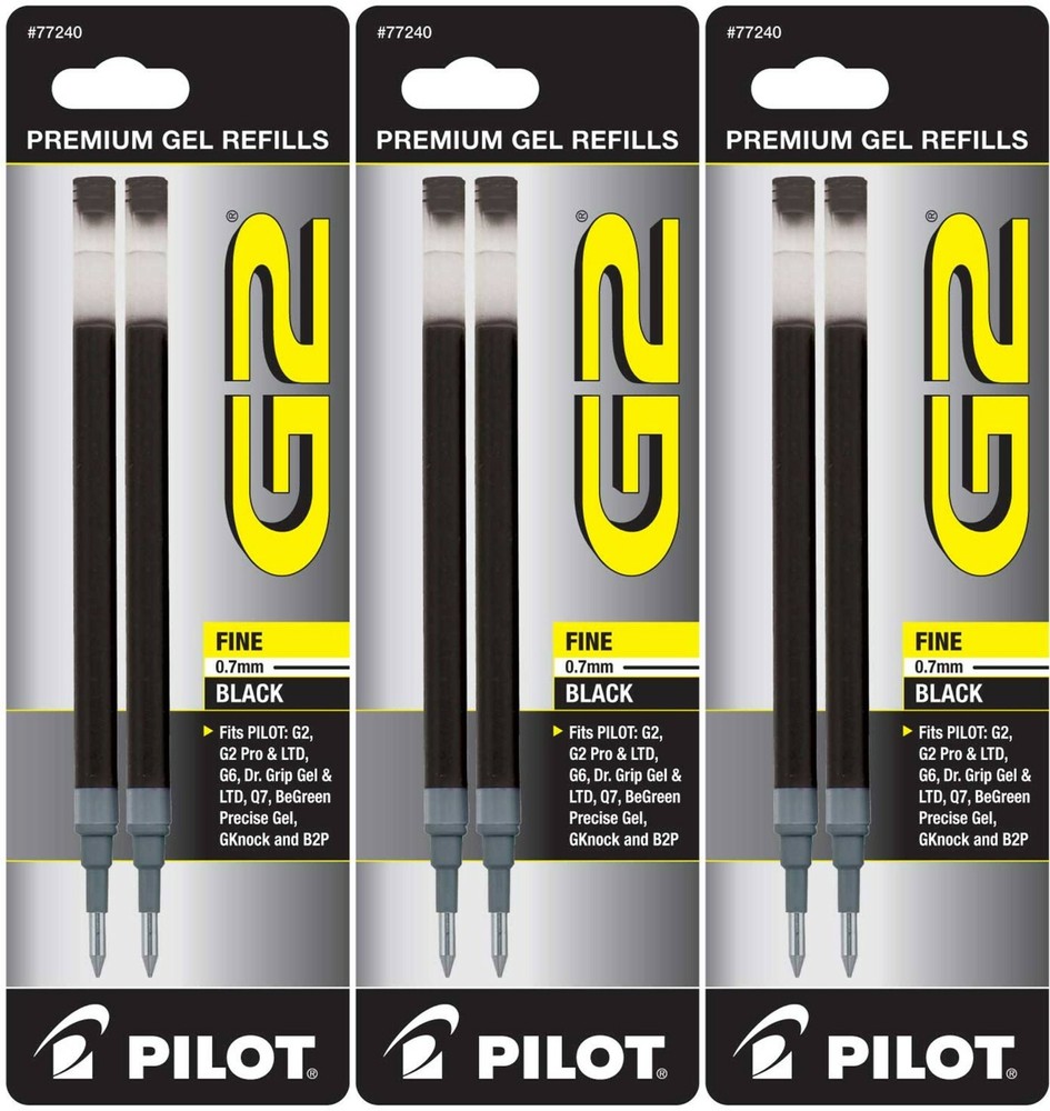 Pilot G2-07 Gel Ink Rolling Ball Pen Refills, 0.7mm Fine Point, 3 Packs