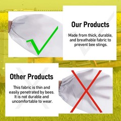 L Bee Suit with Gloves and Veil Hood for Bee Keeper Men Women Beekeeping Suit